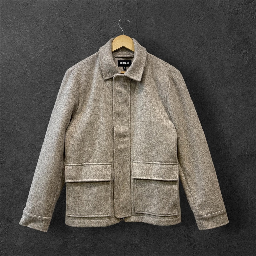 Bonobos Men Oatmeal Heather Lanificio Fortex Quilted Field Jacket Small S